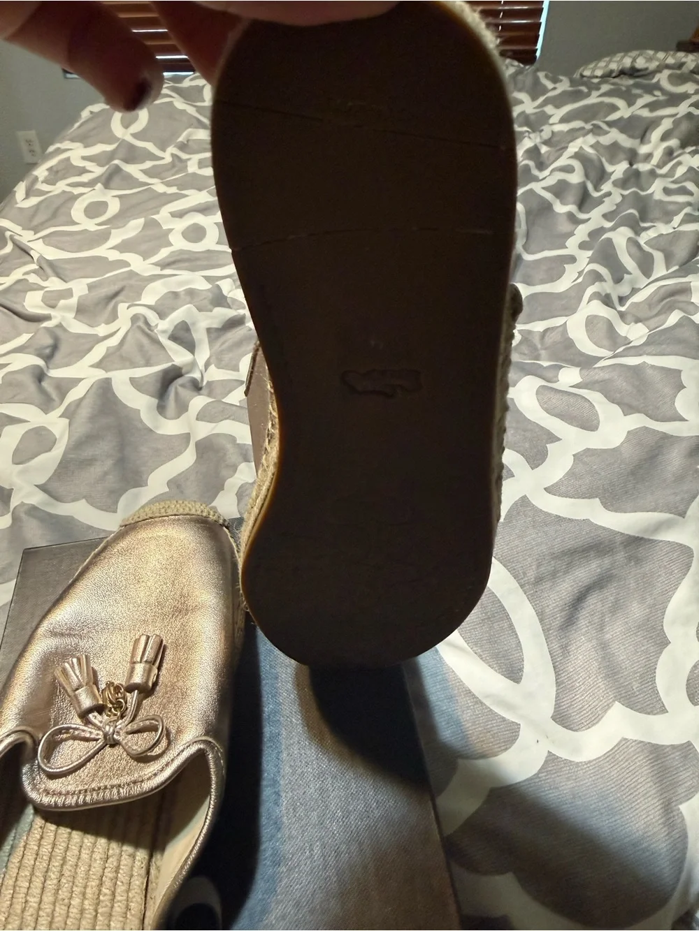 Coach Metallic Gold Tassel Espadrille Mules